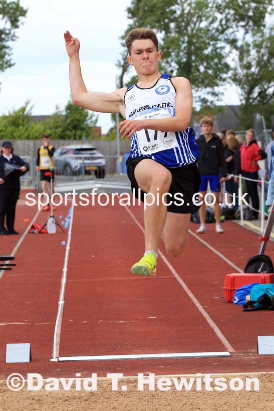 Boys Under-15s long jump, 2023 Northern Under-13s, Under-15s and Under-17s, Middlesbrough.  Photo: David T. Hewitson/Sports for All Pics